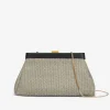Sale DeMellier The Cannes Deep Taupe Raffia & Black Smooth