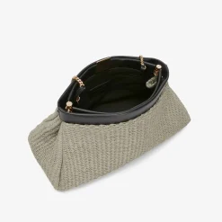 Sale DeMellier The Cannes Deep Taupe Raffia & Black Smooth