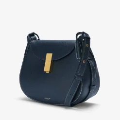 Hot DeMellier The Lausanne Navy Small Grain & Ecru Stitching