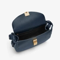 Hot DeMellier The Lausanne Navy Small Grain & Ecru Stitching