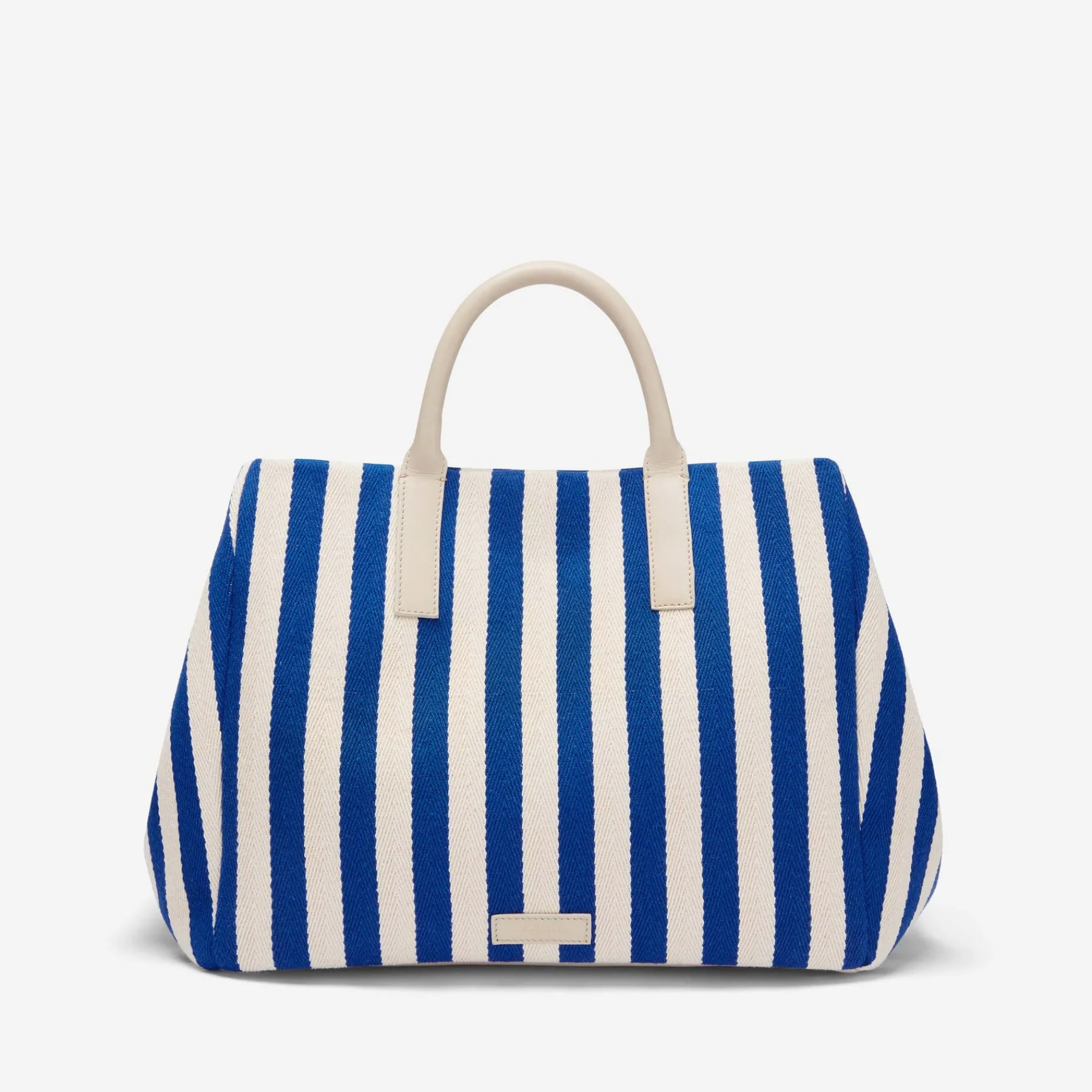 Hot DeMellier The Lisbon Tote Cobalt Blue Striped Cotton Canvas