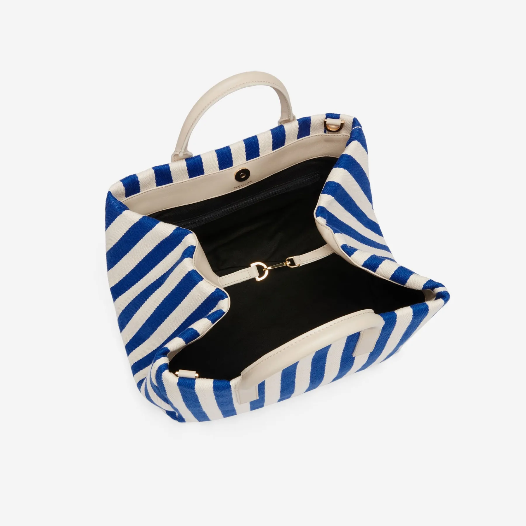 Hot DeMellier The Lisbon Tote Cobalt Blue Striped Cotton Canvas