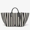 Discount DeMellier The Lisbon Tote Black Striped Cotton Canvas