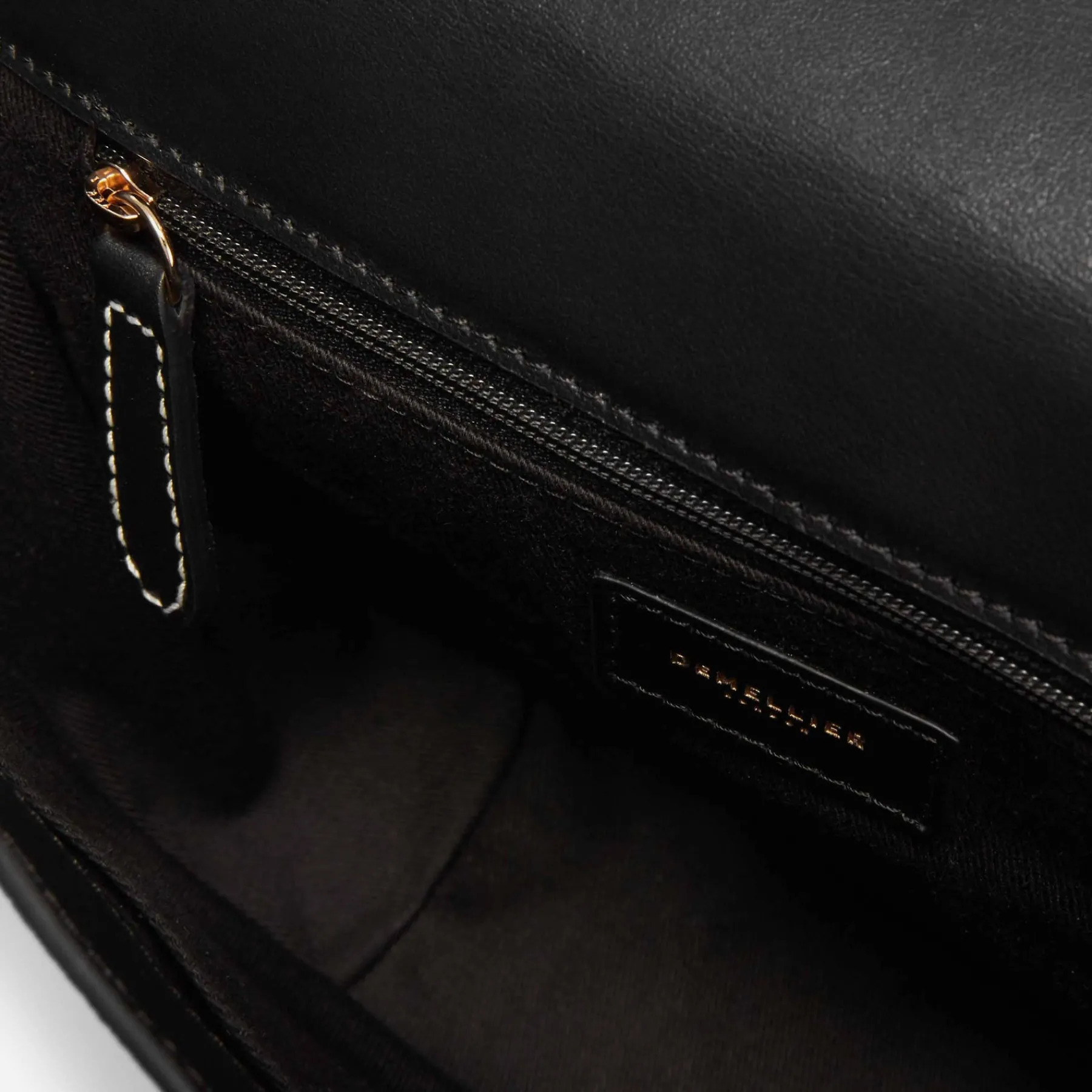 New DeMellier The London Black Smooth Ecru Stitching