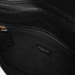 Fashion DeMellier The London Clutch Black Croc-Effect