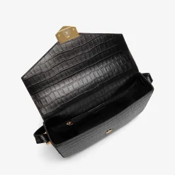 Fashion DeMellier The Midi London Black Croc-Effect