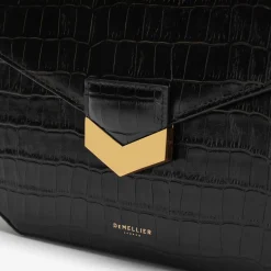 Fashion DeMellier The Midi London Black Croc-Effect