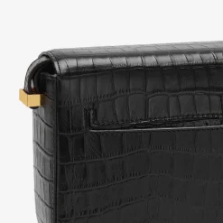 Fashion DeMellier The Midi London Black Croc-Effect