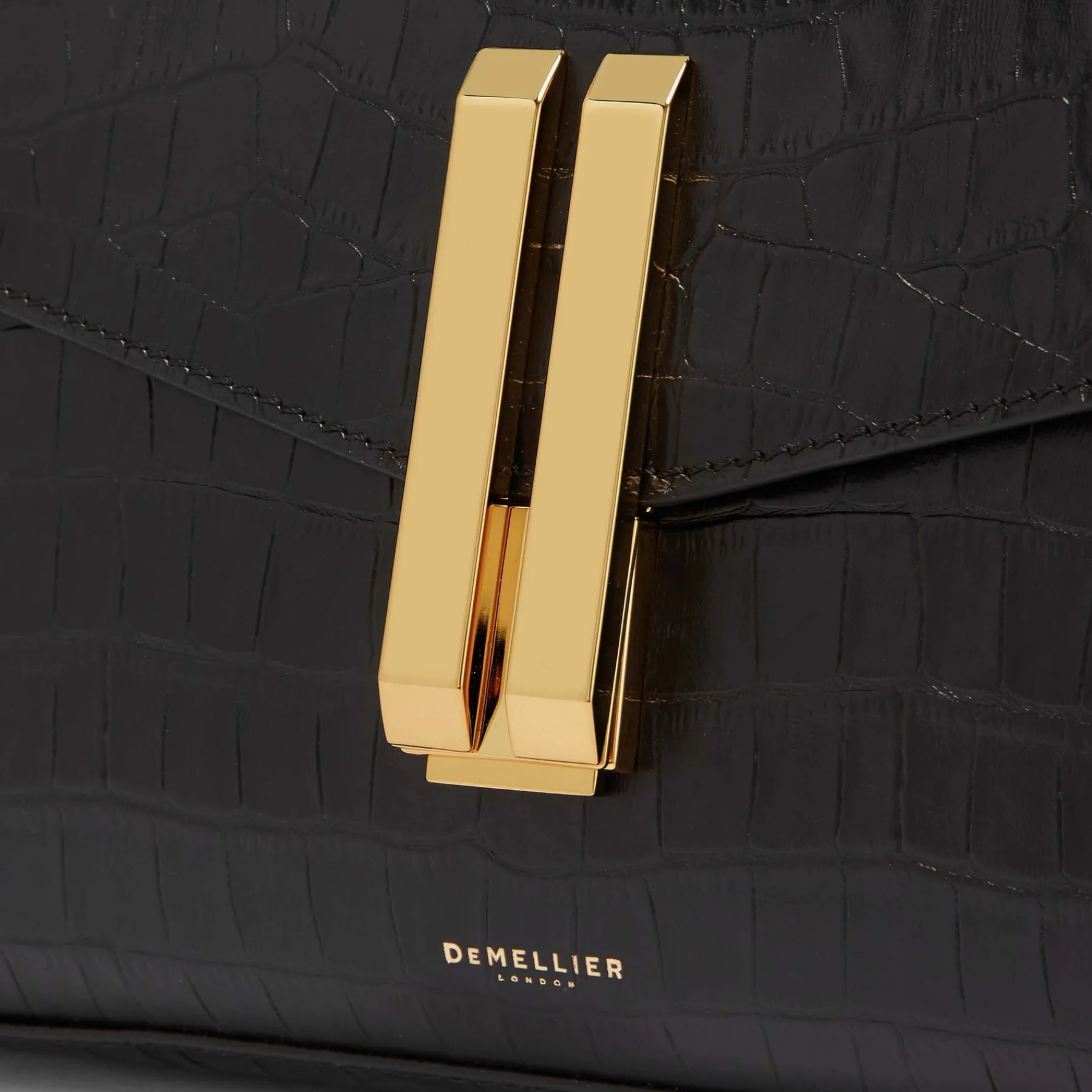 Sale DeMellier The Midi Montreal Black Croc-Effect
