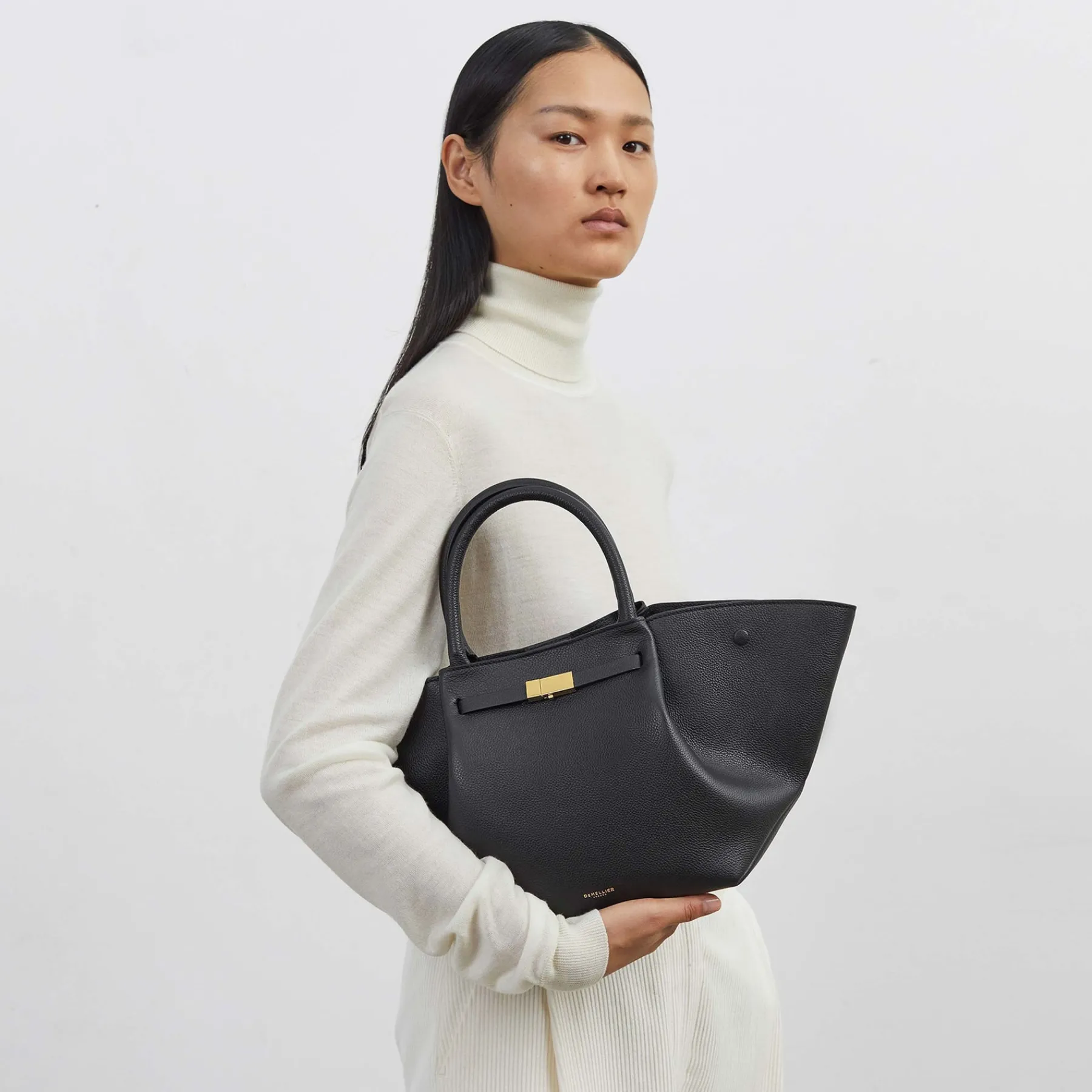 Shop DeMellier The Midi New York Khaki Small Grain