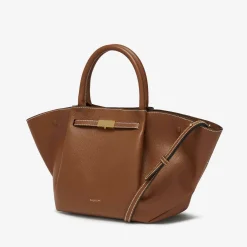New DeMellier The Midi New York Tan Small Grain Ecru Stitching