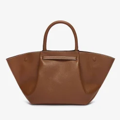 New DeMellier The Midi New York Tan Small Grain Ecru Stitching