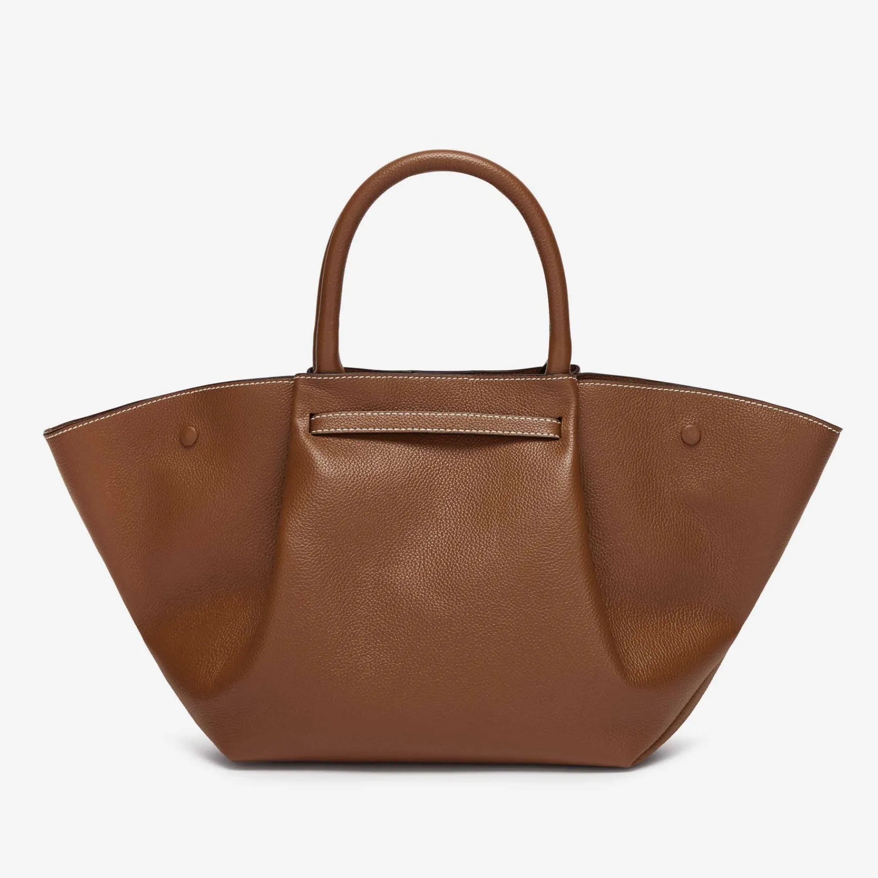 New DeMellier The Midi New York Tan Small Grain Ecru Stitching