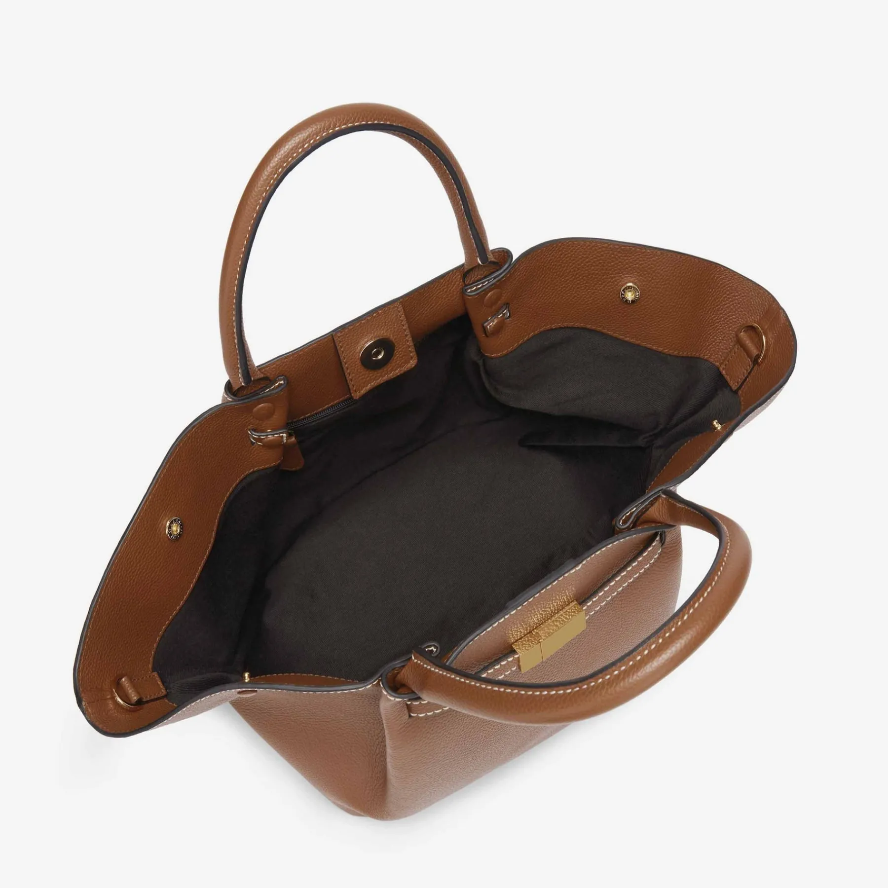 New DeMellier The Midi New York Tan Small Grain Ecru Stitching