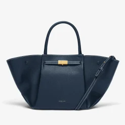 Cheap DeMellier The Midi New York Navy Small Grain & Ecru Stitching