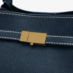 Cheap DeMellier The Midi New York Navy Small Grain & Ecru Stitching