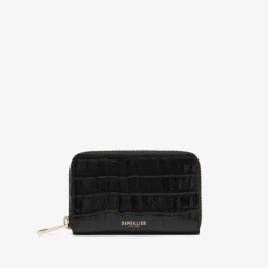 Shop DeMellier The Midi Skye Wallet Black Croc-Effect