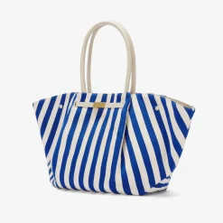 Discount DeMellier The New York Cobalt Blue Striped Cotton Canvas