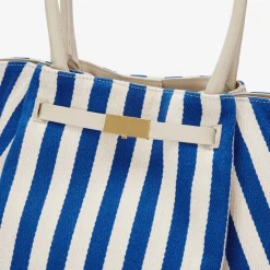 Discount DeMellier The New York Cobalt Blue Striped Cotton Canvas