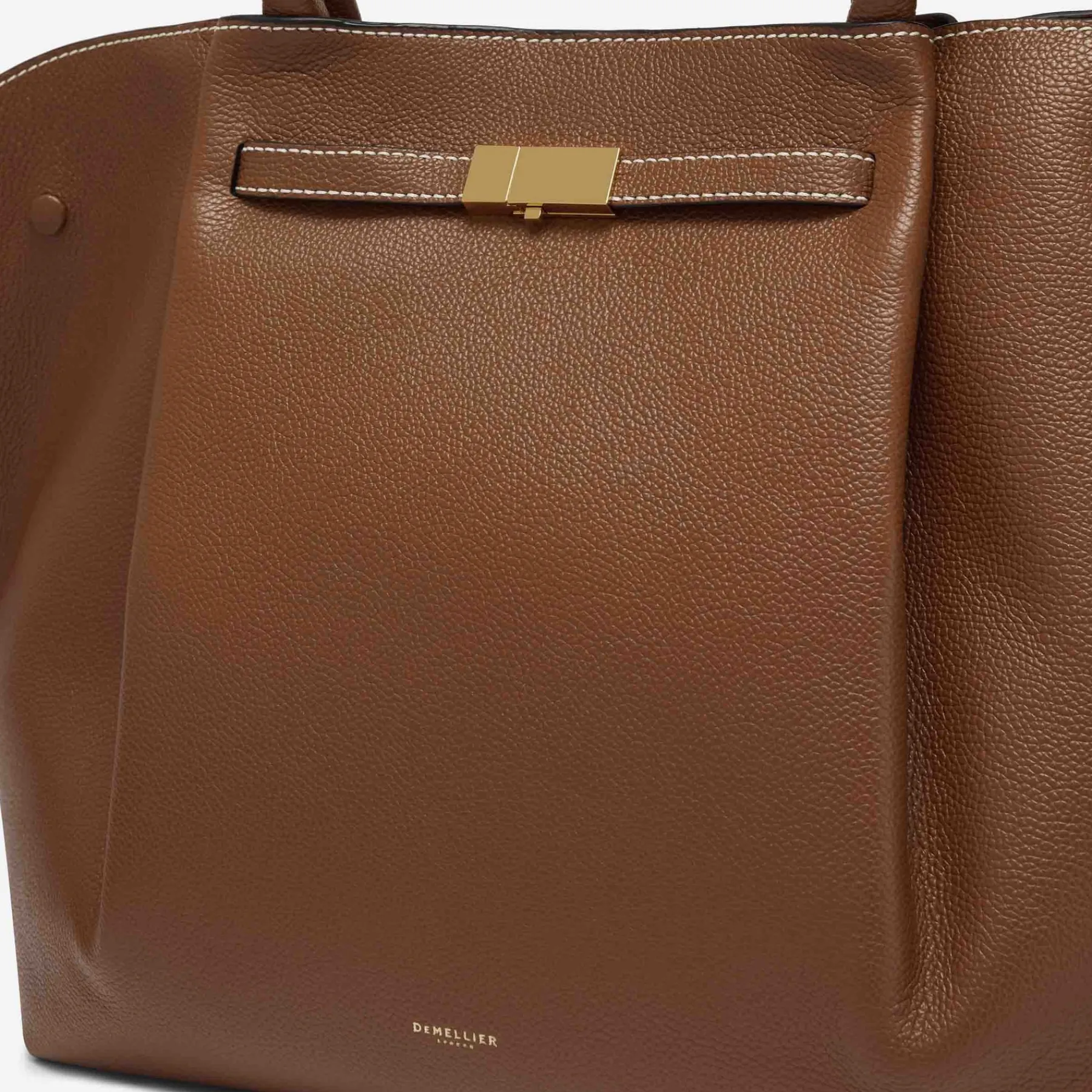 Clearance DeMellier The New York Tan Small Grain Ecru Stitching