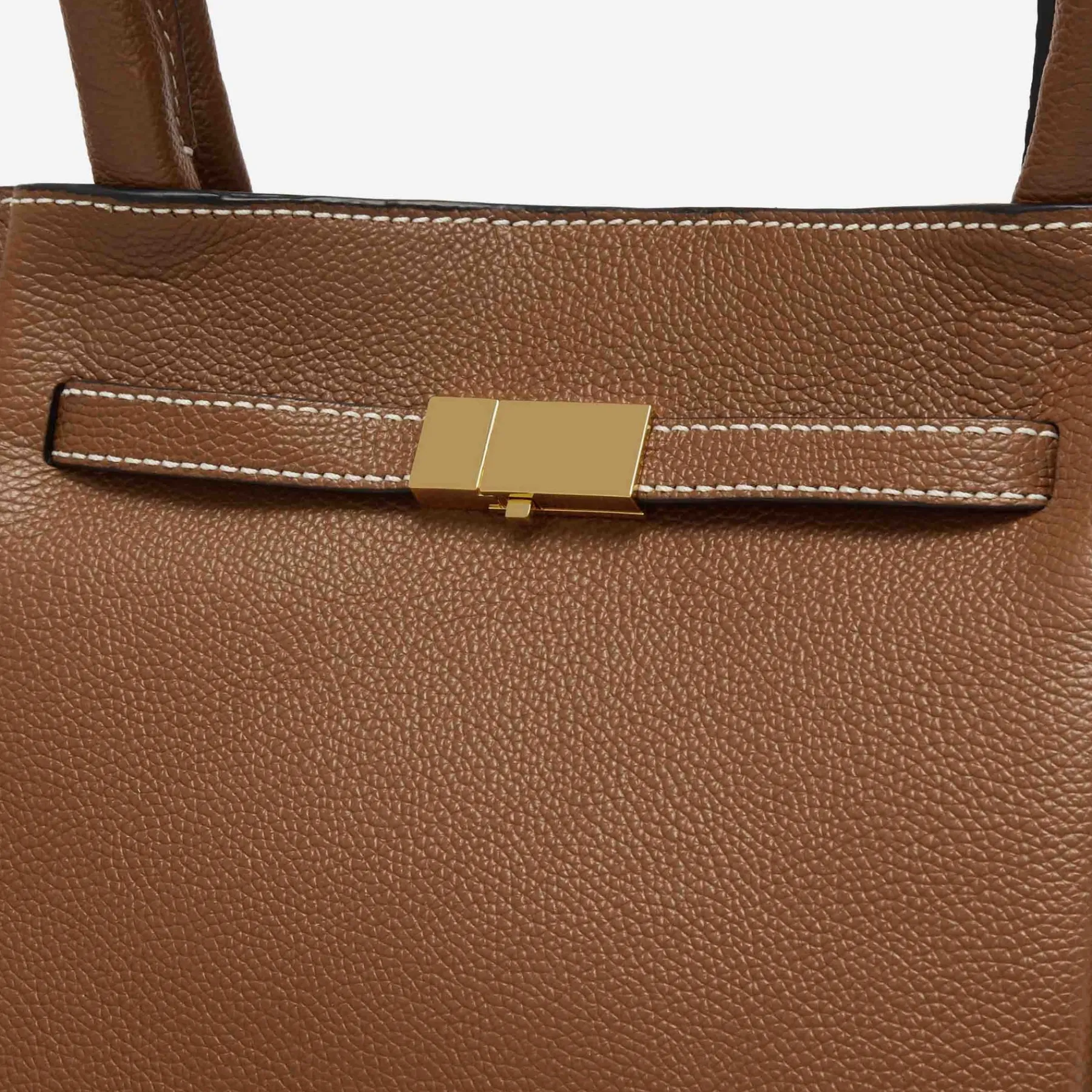 Clearance DeMellier The New York Tan Small Grain Ecru Stitching