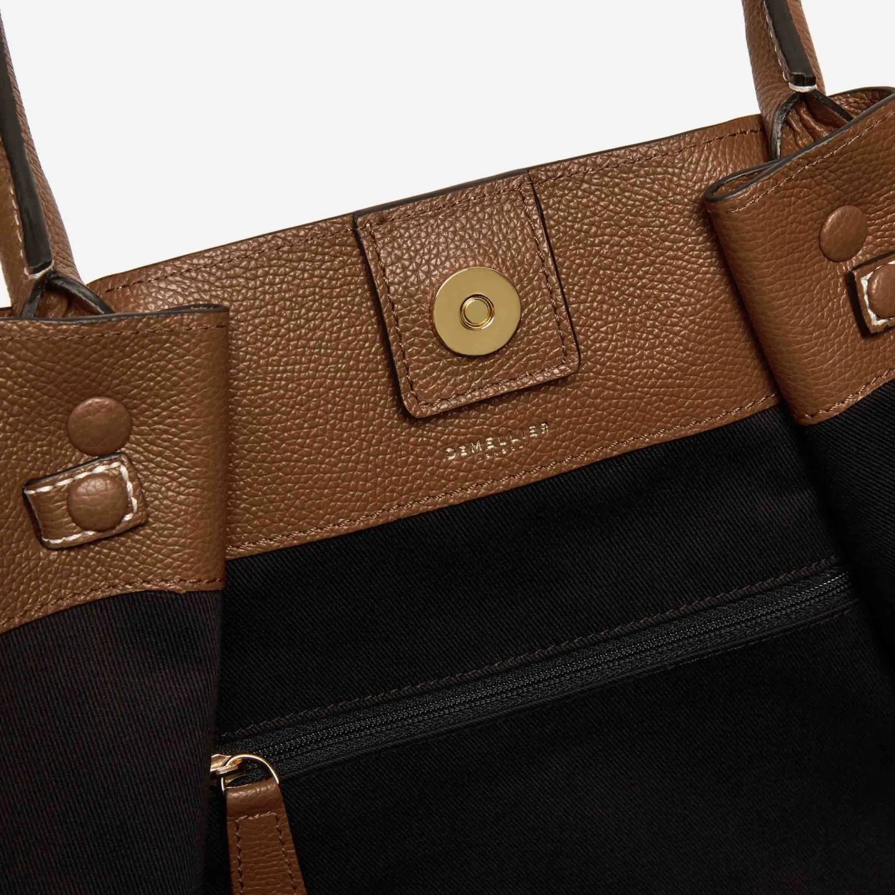 Clearance DeMellier The New York Tan Small Grain Ecru Stitching