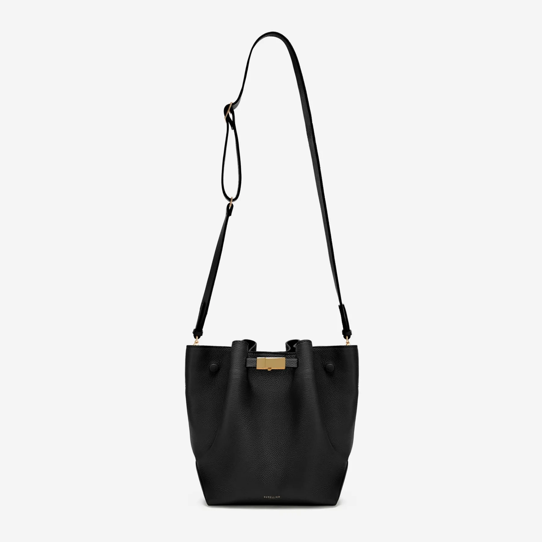 Cheap DeMellier The New York Bucket With Leather Strap Black Small Grain