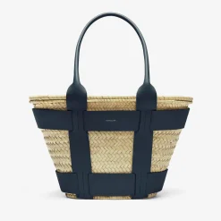 Outlet DeMellier The Santorini Natural Basket Navy Smooth