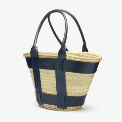 Outlet DeMellier The Santorini Natural Basket Navy Smooth