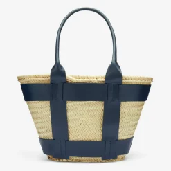 Outlet DeMellier The Santorini Natural Basket Navy Smooth