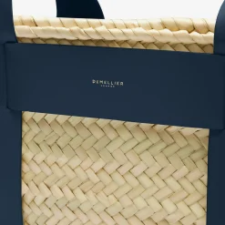 Outlet DeMellier The Santorini Natural Basket Navy Smooth