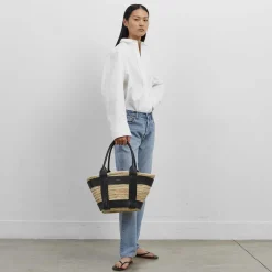 Fashion DeMellier The Santorini Natural Basket Black Smooth