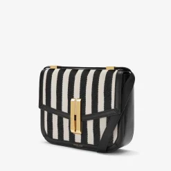 New DeMellier The Vancouver Black Striped Cotton Canvas