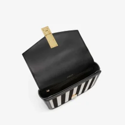 New DeMellier The Vancouver Black Striped Cotton Canvas