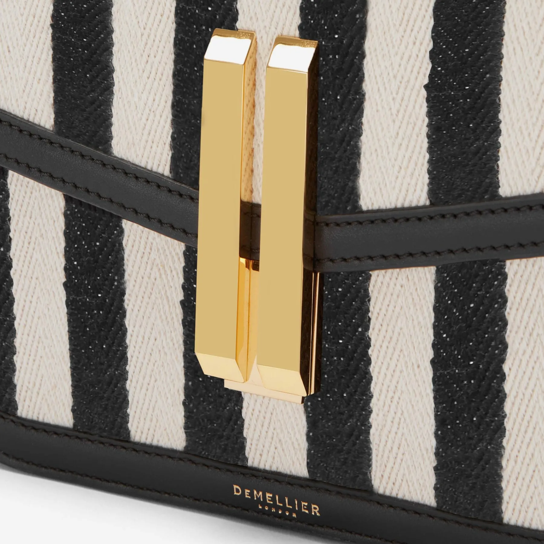New DeMellier The Vancouver Black Striped Cotton Canvas