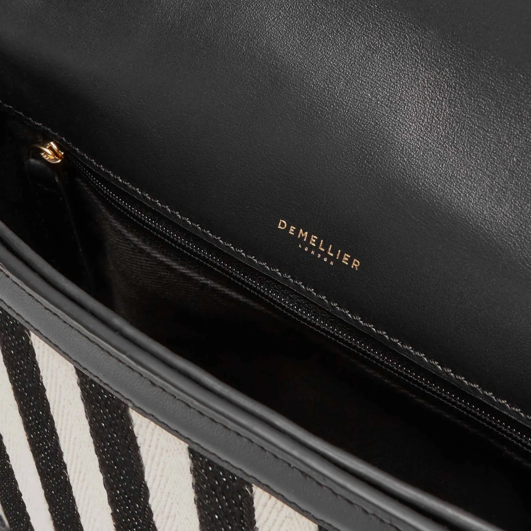 New DeMellier The Vancouver Black Striped Cotton Canvas