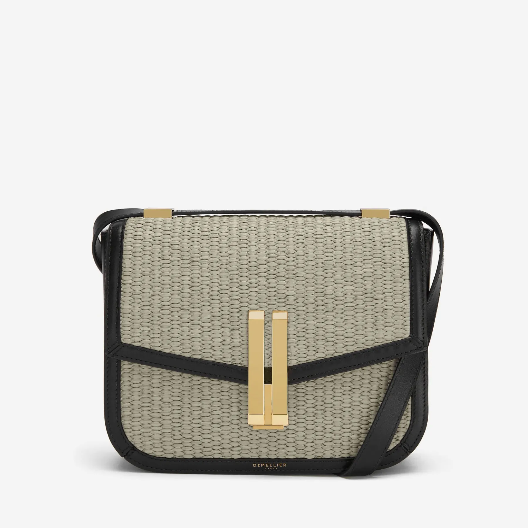 Discount DeMellier The Vancouver Deep Taupe Raffia & Black Smooth