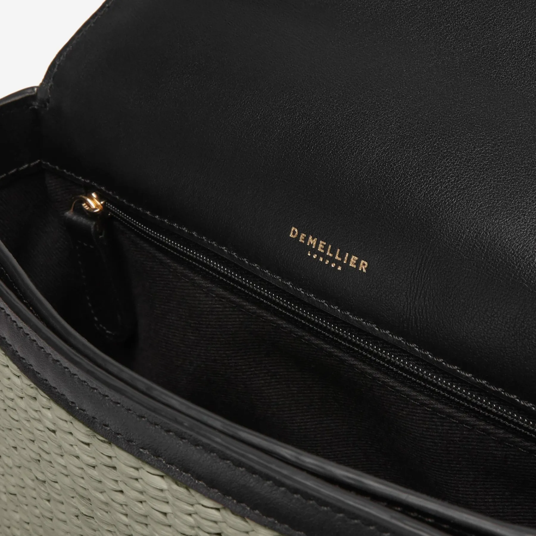 Discount DeMellier The Vancouver Deep Taupe Raffia & Black Smooth