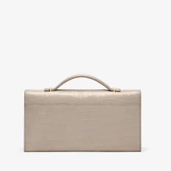 Fashion DeMellier The Vancouver Clutch Taupe Croc-Effect