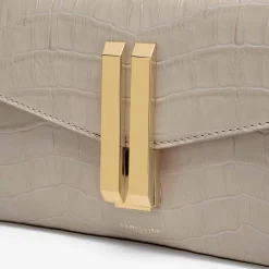 Fashion DeMellier The Vancouver Clutch Taupe Croc-Effect